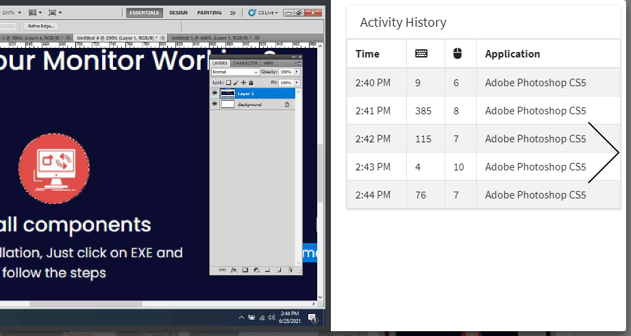 Mouse click and keyboard keys tracking